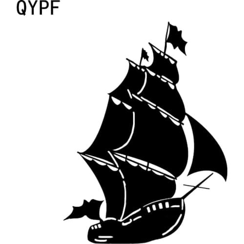 QYPF 11.7*15.9CM Coolest Sailboat Ship Sea Ocean Waves Decor Car Sticker Vinyl Graphic Silhouette C16-1126