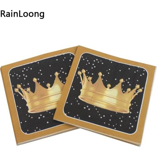 [RainLoong] Crown Paper Napkins Festive & Party Supplier Tissue Napkins Decorations Guardanapo 33cm*33cm 1 pack (20pcs/pack)