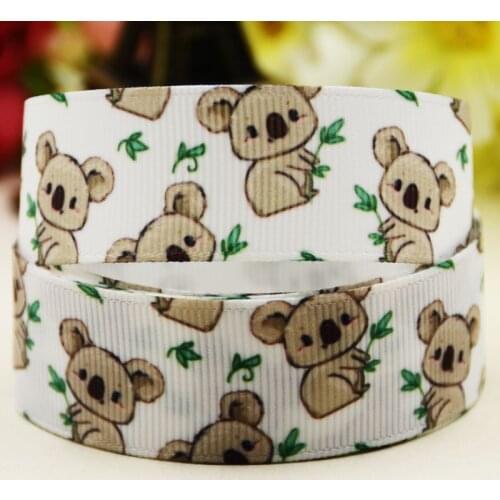 22mm 25mm 38mm 75mm koala Cartoon printed Grosgrain Ribbon party decoration 10 Yards X-03807