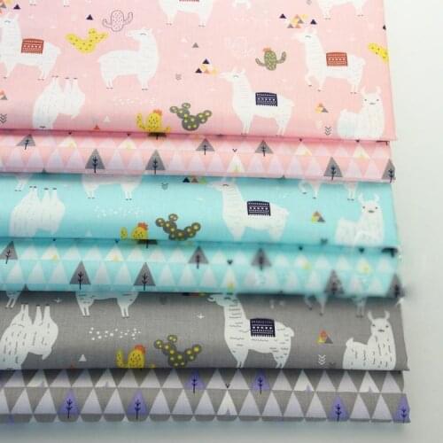 Pink Blue Gray Alpaca Cotton Fabric Diy Sewing Craft Bedding Home Decor Tela Para Crib Patchwork Doll Cloth Tissus Tilda Tecido