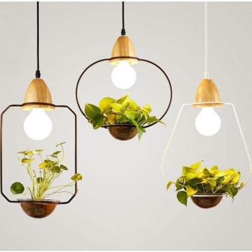 Modern Loft Study Led Pendant Lamp Creative Potted Plant Balcony Designer Hanging Lighting Free Shipping