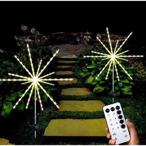 IP65 Waterproof 112 LED Decorative Solar Lights Solar Starburst Fireworks Lights with 8 Modes for Lawn Walkway Garden Balcony
