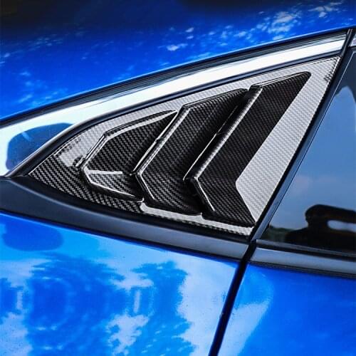 2pcs Black Carbon Fiber Car Window Triangle Trims Styling For Honda Civic 10th 2017 2018 2019 Accessories