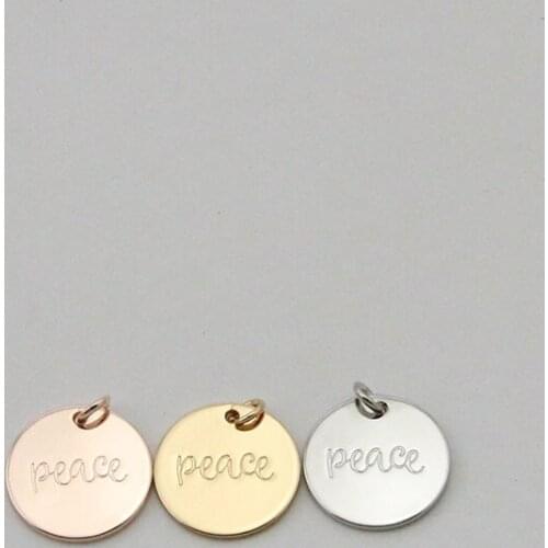 Unisex Simple Design Disc Peace Engraved Pendant Custom Necklace Jewelry Accessories