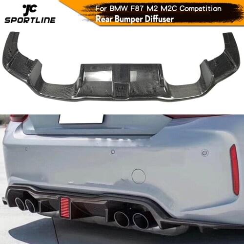 Rear Bumper Diffuser Lip For BMW F87 M2 M2C Competition 2015 - 2020 Car Rear Bumper Diffuser With LED Light Carbon Fiber