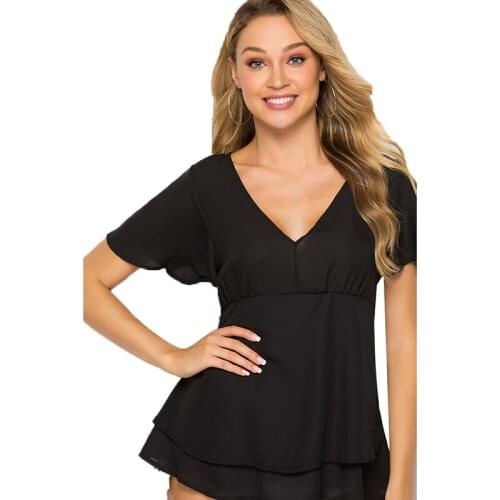 Summer Ladies Black Tops Chiffon Shirts Blouses Women Sheer Cheap Clothes China Femininas Camisas Clothing Female Plus Size