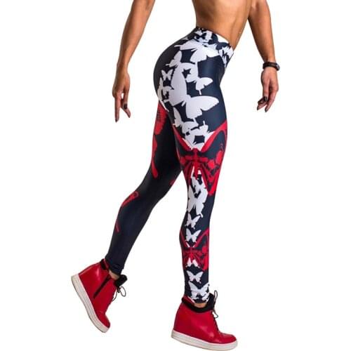 Sexy Push Up Printed Trousers For Women Casual Butterflies Digital Print Workout Jeggings Black High Waist Pants Leggings Female