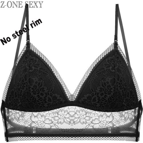 Womens underwear new large open back u-back bra without steel ring thin triangular cup sexy underwear Bras for women