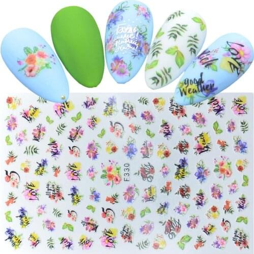 1pcs Ultra Thin Adhesive Letter Slider for Nail Art Decorations Sticker Decal Flower Leaves Girl Manicure DIY Tips