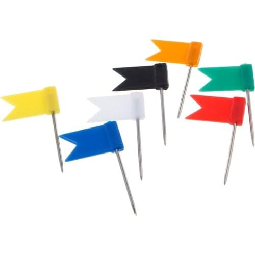 100 Pieces Mixed Color Flag Push Pins Nail Thumb Tack Map Drawing Pin Stationery
