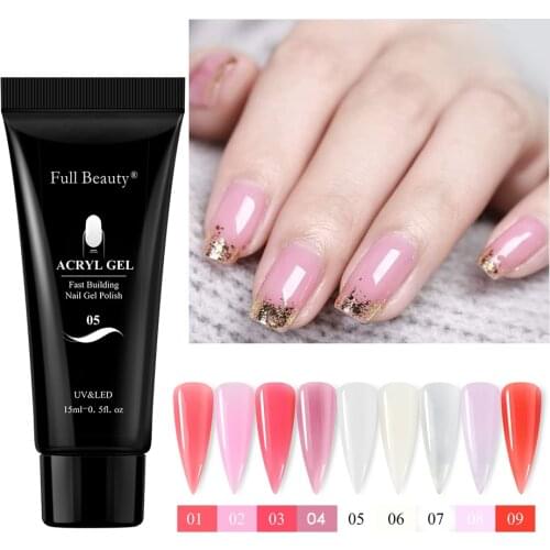 15ML Colors Gel Nail Extension Builder Acrylic Polish Pink Milky Crystal Jelly Gel Enhancement UV LED Manicure Varnish BE1809