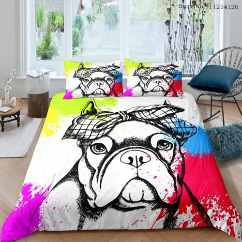 2/3 Piece Animals Duvet Cover Cute Husky Puppy Print Bedding Sets Dog Cartoon Bed Comforter Cover Single Double Queen Bedding