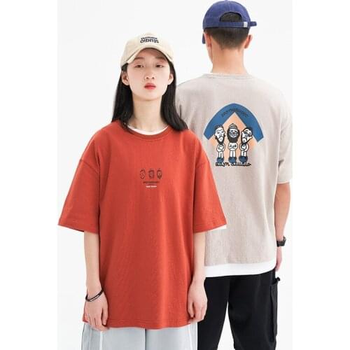 2021 Summer Cartoon Print Short Sleeve Tee Loose, Versatile Youth Top High Quality Couples T-shirts