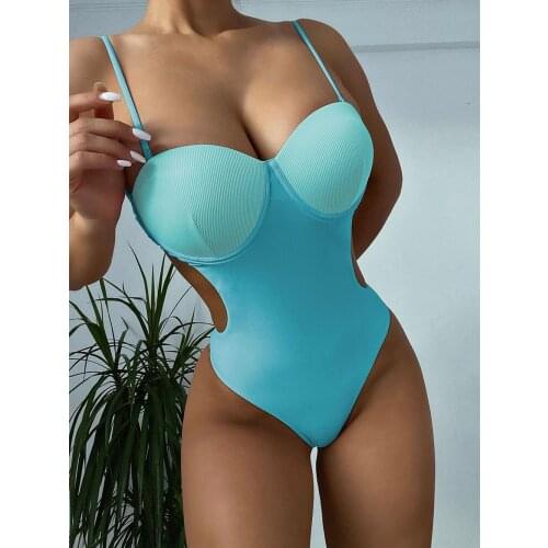 2021Sexy Backless Design Bikini One Piece Swimsuit Women Push Up Bodysuit Swimwear Bathing Suit Beach Wear Biquini Monokini