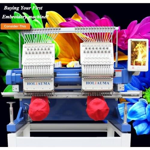 2 heads 15 needle HOLiAUMA New type for cap, T-shirt, flat computerized Embroidery machine prices on sale