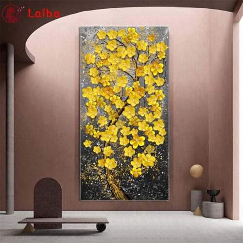 5 d diamond mosaic Hot selling home art, golden wealth tree For Living Room Home Decor diamond Painting embroidery mosaic