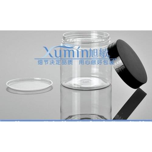 Free shipping: 200ml clear Jar PET Jar with black PP Cap 200g Mask Container Plastic Cream Jar Lotion Bottle Wholesale 50pcs/lot