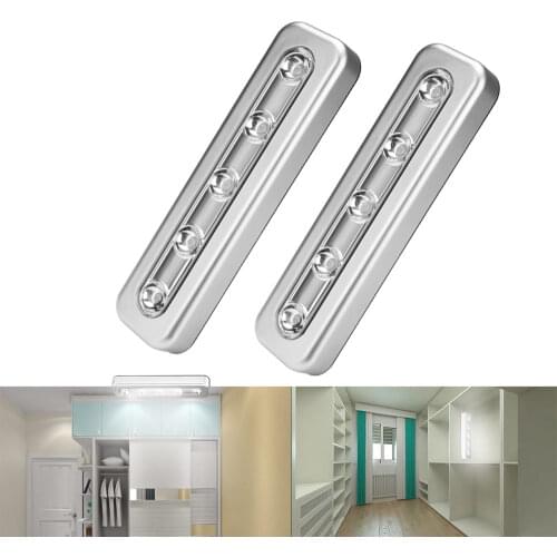 5 LED Wireless Touch Cabinet Closet Lights Battery Powered Lamp Tap Night Light for Wardrobe Stair Kitchen Bedroom Drawer Lamps
