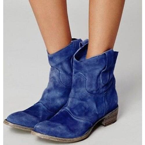 IPPEUM Ankle Boots Winter New Style Round Toe Comfortable Low Heeled Square Heel Low-top Trendy Womens Boots