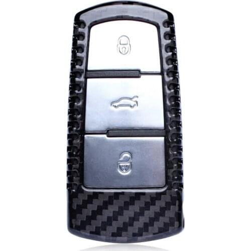 QHCP Carbon Fiber Key Case Cover Auto Protection Key Shell 3 Buttons Holder For Volkswagen CC Maogotan Car Styling Accessories