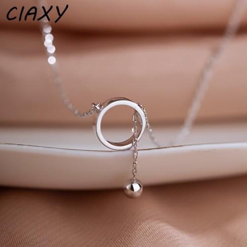 CIAXY 925 Sterling Silver Geometric Beads Circle Necklaces for Women Tassel Clavicle Chain 2021 Fashion Jewelry