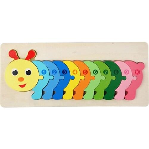 Montessori 3D Puzzle Wooden Animal Puzzle Board Thicken Wood Jigsaw Early Learning Toy Cartoon Tangram Kids 3+ Gift