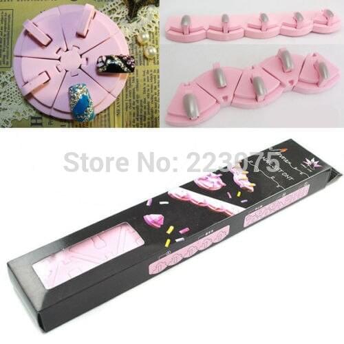 Hot Nail Art False Tips Practice 5 Individual Stand Holder Display Salon Tools Set 2pcs/lot
