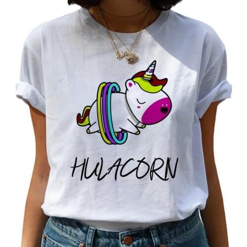 Kawaii Harajuku 90s Womens T-shirt Cute Unicorn Cartoon T-shirt Ulzzang Graphic T-shirt Grunge Korean Top T-shirt Female