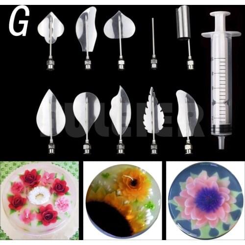 3D jelly Flower cake tools ,beginners kitchen cooking making cake jelly mold 10 Type 3D Gelatin Art Tools+ 1 syringe