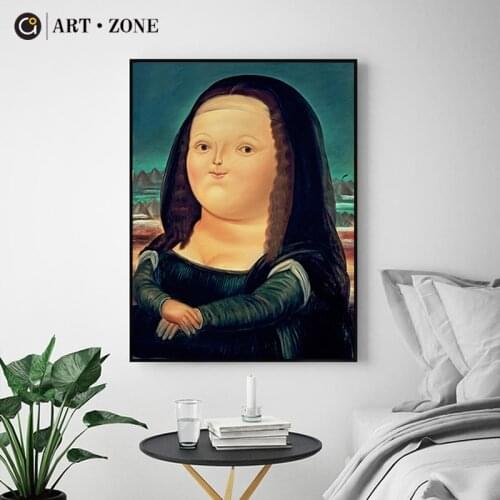 Creative Mona Lisa Fat cute Girl posters prints canvas paintings wall art for living room decor for bedroom aesthetic Artwork