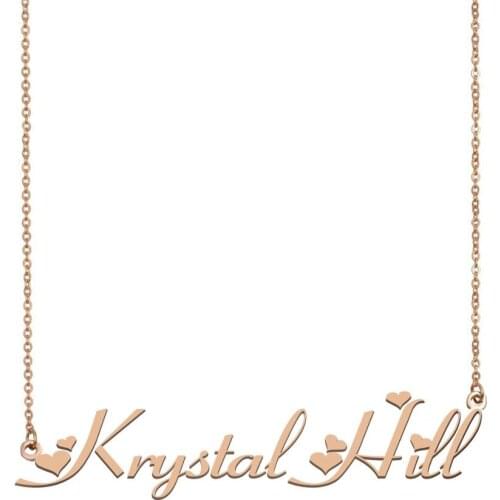 Krystal-Hill Name Necklace , Custom Name Necklace for Women Girls Best Friends Birthday Wedding Christmas Mother Days Gift