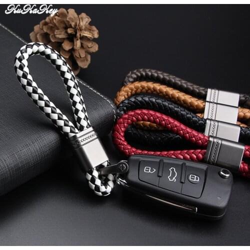 KUKAKEY PU Leather Car Keychain Keyring Emblem For Audi Mercedes Benz BMW Chevrolet Car Styling Key Rings Chain Holder Fob