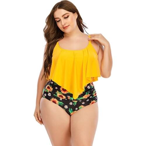 2021NEW Sexy 2pcs Large Size Women High Waist Summer Swimsuit Push Up Bikini Women Beach Tunic Fashion Underwear Beach Dresses