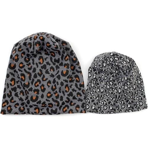 Fashion Cotton Leopard Print Beanie Hat Baggy Casual Skull Caps For Kids Boys Girls Soft Warm Beanies Cute Children Bonnets