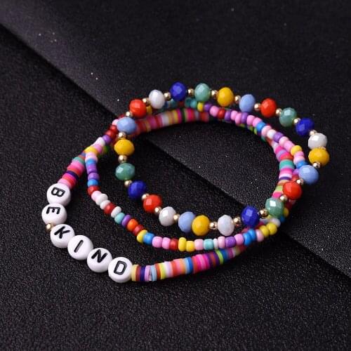 Fashion Shiny Colorful Bead Rhinestone Bracelets for Women Wedding Charm Letter Jewelry Birthday Gift Multilayer Drop Shipping