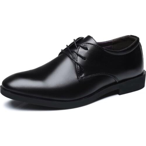 Mens Brand Leather Formal Shoes Lace Up dress shoes Oxfords Fashion Retro Shoes Elegant work Footwear Drop Shipping