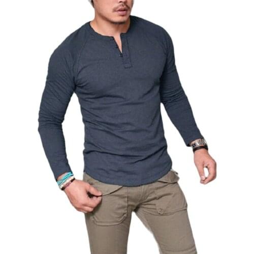 Men Casual T Shirts Long Sleeve Pure Color Tops V Neck Slim Tees Shirt Summer Mens Clothing Fashion Tshirt Plus Size S-4XL