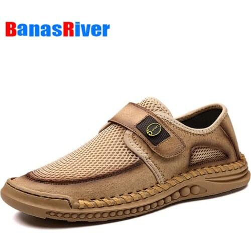 Mens Casual Shoes Large Size 38-46 Handmade Soft Comfortable Breathable Soft-soled Lazy One Pedal Leather Sport Outdoor Driving