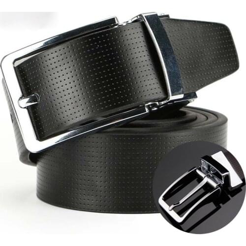 Pin buckle belt mens double-sided available leather casual fashion belt rotary buckle