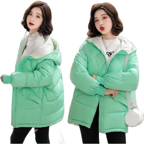 New Autumn Winter Warm Thick Coat Women Fashion Short Hooded Parkas Coat Winter Jacket Women Casual Spliced Outwear