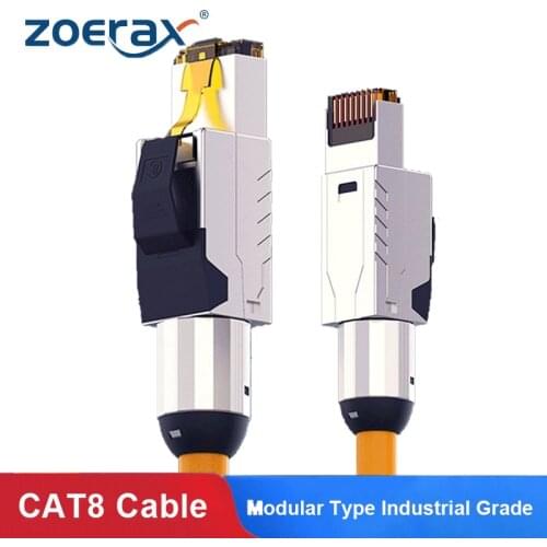 Zoerax Cat8 Ethernet Patch Cable S/FTP 22AWG Screened Solid Cable | 2000Mhz (2Ghz) up to 40Gbps | Future 5th-Gen Ethernet LAN