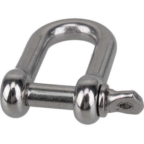 M6x38mm Straight D-Shackle, Short, Stainless Steel AISI 316