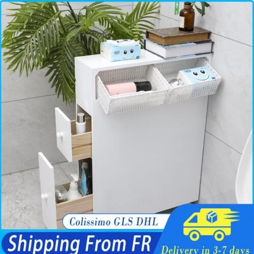 Bathroom Locker Toilet Cabinet Slot Shelf Toilet Locker Rack Waterproof Moveable Kitchen Cabinet With Wheel Two Drawers HWC