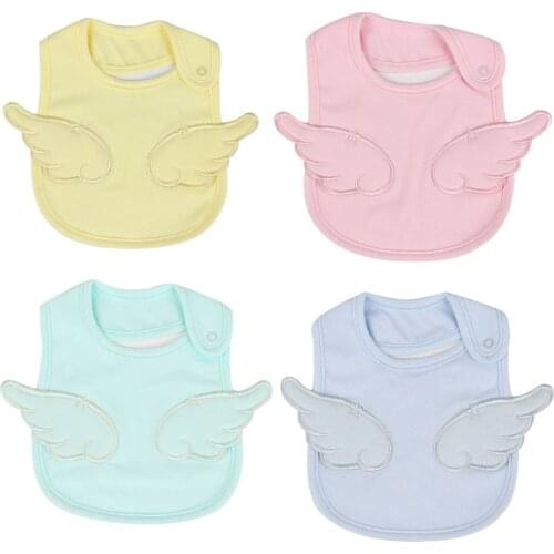 Baby Bib for Grils Embroidery Cotton Newborn Baby Bibs Angel Wing White Baby Bib Waterproof Saliva Smock Infant Burp Cloths