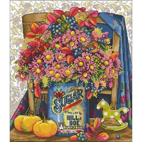 Daisy vase patterns Counted Cross Stitch 11CT 14CT 18CT DIY Chinese Cross Stitch Kits Embroidery Needlework Sets