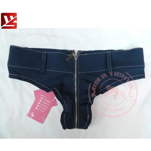 MEISE Sexy Jeans Hot Shorts Zipper Open Crotch Mini Denim Shorts Low Rise Waist Erotic Moto Biker Wear For Women Plus Size F45