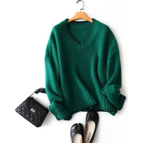 100% Cashmere Sweater Women V-Neck Winter Fall Clothes for Women 2020 Fashion Sexy Thick Warm Womens Knit Pullover Autumn