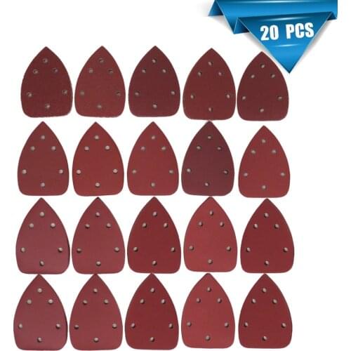 140*90*mm 6Hole Sanding Sheets Triangle Red Sandpaper Hook & Loop 40 -1000 Grits Abrasive Sanding Disc For Wood Sanding(20 Pcs)