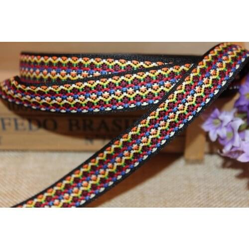 Wide 2cm 10yards/lot Polyester folk style Woven Jacquard Ribbon geometry pattern
