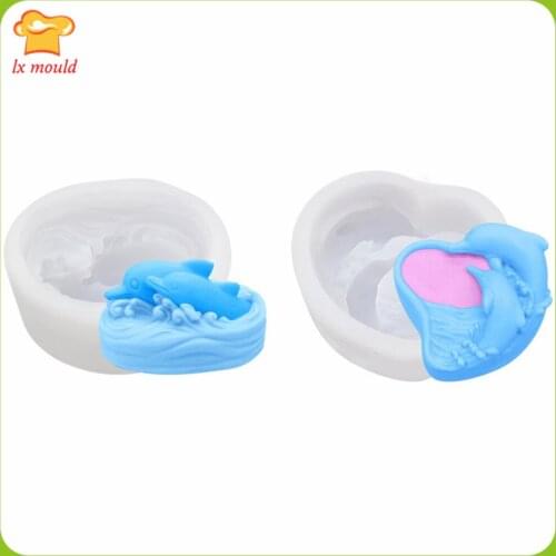 3D Dolphin Silicone Mould Chocolate Clay Soap Candle Wax Resin Marine Animal Silicone Mold